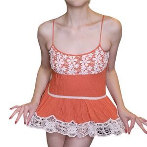 Vintage Y2k Orange lace camisole - M